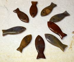 Versteinertes Holz - Anh�nger - Fisch - 3 St�ck - Aktionspreis