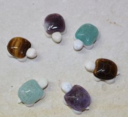 Edelstein Mix - Anh�nger - Schildkr�te mit Bohrung - 3 St�ck