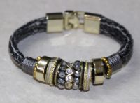 Armband - Textil - Metall - Strass - 19cm - 3 St�ck