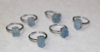 Aquamarin Kristall - Ring - Metall - verstellbar - 10 St�ck
