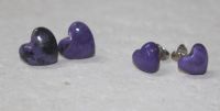 Charoit - Herz - Silber - Ohrstecker - 2 Paar