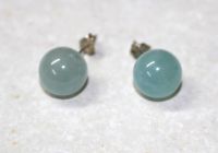 Aquamarin - Kugel - 10mm - Ohrstecker - Silber - 1 Paar