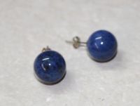 Dumortierit - Kugel - 10mm - Ohrstecker - Silber - 1 Paar