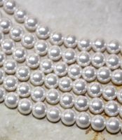 MuschelkernPerle - Rund - weiss - 6mm - Kettenstrang