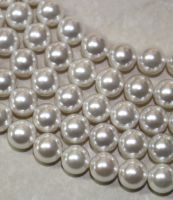 MuschelkernPerle - Rund - weiss - 8mm - Kettenstrang