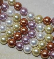 MuschelkernPerle - Rund - multicolor - 10mm - Kettenstrang