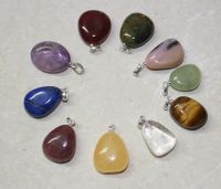 Edelstein Mix - Anh�nger Trommelstein Sterling Silber �se 10 St