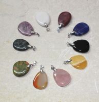 Edelstein Mix - Anh�nger - Freeform mit �se - 10 St�ck