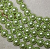 MuschelkernPerle - Rund - gr�n - 14mm - Kettenstrang