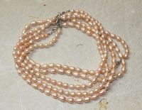 S�sswasserPerlen - Barock - rosa - 8-9mm 45cm - Kette - 5 St.