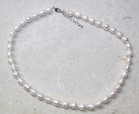 S�sswasserPerlen - Barock - weiss - 9-10mm 45cm - Kette - 1 St.