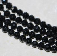 Turmalin schwarz - Kugel - facettiert - 3mm - Kettenstrang