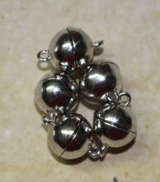 Schlie�e Magnet - Sterling Silber - rund - 8mm - 5 St