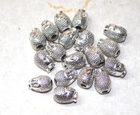 Zierperlen - Buddhakopf - 12mm - Metall silberfarbig - 18 St�ck