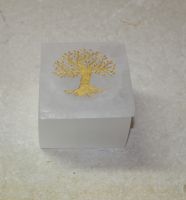 Selenit - Dose mit Deckel - Baum Gravur - eckig - 7,5x6cm - 1 St