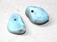 Larimar - Trommelsteine gebohrt - Anh�nger - 2 St�ck