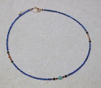 Lapis - Edelstein Mix - Kugel  fac. - 2-4mm - Kette - 1 St.