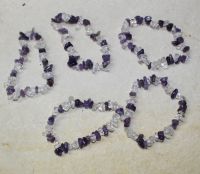 Amethyst - Bergkristall - Splitter - Armband Elastik - 5 St�ck