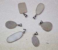 Druzy Quarz - Anh�nger - Cabochon mit Fassung - 3 St�ck