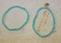 Amazonit - Kugel - facettiert - 4mm - Armband Elastik - 2 St.