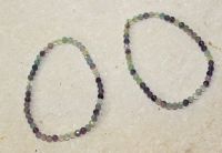 Fluorit - Kugel - facettiert - 4mm - Armband Elastik - 2 St.