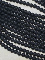 Obsidian schwarz - matt- Kugel - 4mm - Kettenstrang