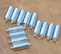 Schlie�e Magnet - Metall rhodiniert - Zylinder - 13 St�ck