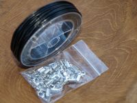 Lederband auf Rolle - schwarz - 2mm - 10m  & 20 Verschl��e
