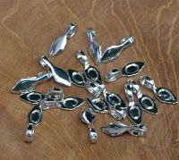 Anh�nger �se mit Klebefl�che - Blatt Form -  Metall rhodiniert -
