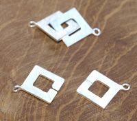 Schlie�e Quadratform - Sterling Silber matt - 15x15mm - 2 St