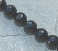 Turmalin - schwarz -  Kugel - facettiert - 10mm - Kettenstrang