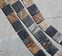Picasso Jaspis - Quadrat - matt -  14x14mm - Kettenstrang