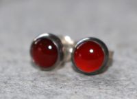 Karneol - Rund - Cabochon - 5-6mm - Silber - Ohrstecker