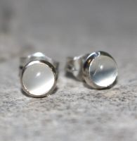 Mondstein- Rund - Cabochon - 5-6mm - Silber - Ohrstecker