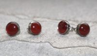 Karneol - Rund - Cabochon - 8mm - Silber - Ohrstecker -1 Paar