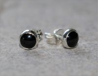 Onyx - Rund - Cabochon - 5-6mm - Silber - Ohrstecker