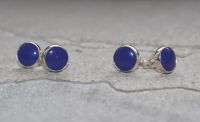 Lapis - Rund - Cabochon - 8mm - Silber - Ohrstecker -1 Paar