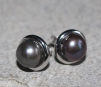 S�sswasserperle - 10mm - Ohrstecker - Silber - 4 Paar