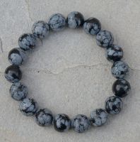 Schneeflockenobsidian - Kugel - 10mm - Armband Elastik