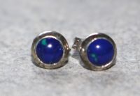 Azurit-Malachit - Rund - Cabochon - 5-6mm - Silber - Ohrstecker