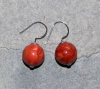 Schaumkoralle - Kugel - 14mm - Ohrringe - Silber - 1 Paar