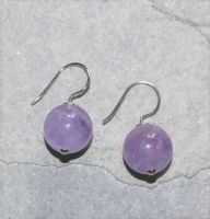 Amethyst - Kugel - 14mm - Ohrringe - Silber - 1 Paar
