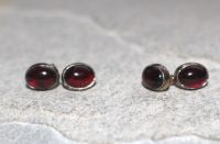 Granat - Oval - Cabochon - 8mm - Silber - Ohrstecker - 1 Paar