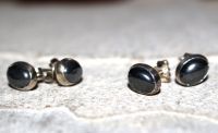 H�matit - Oval - Cabochon - 8mm - Silber - Ohrstecker - 1 Paar