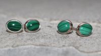 Malachit - Oval - Cabochon - 8mm - Silber - Ohrstecker - 1 Paar