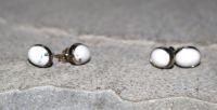 Magnesit - Oval - Cabochon - 8mm - Silber - Ohrstecker - 1 Paar