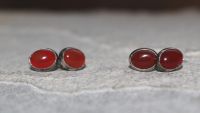 Karneol - Oval - Cabochon - 8mm - Silber - Ohrstecker - 1 Paar