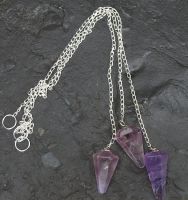 Amethyst - Pendel mit Kette - 30-35mm - 3 St�ck