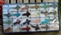 Edelstein Mix - Anh�nger - Kreuz mit Band - 24 St�ck
