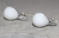 Achat weiss - Tropfen - 26mm - Ohrringe - Silber - 1 Paar